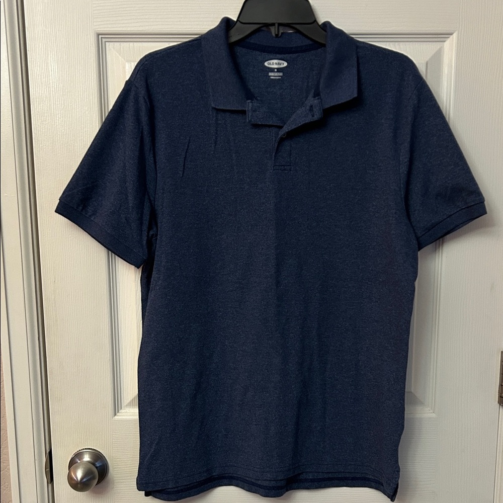 Old Navy Men's Heathered Navy Blue Polo Shirt